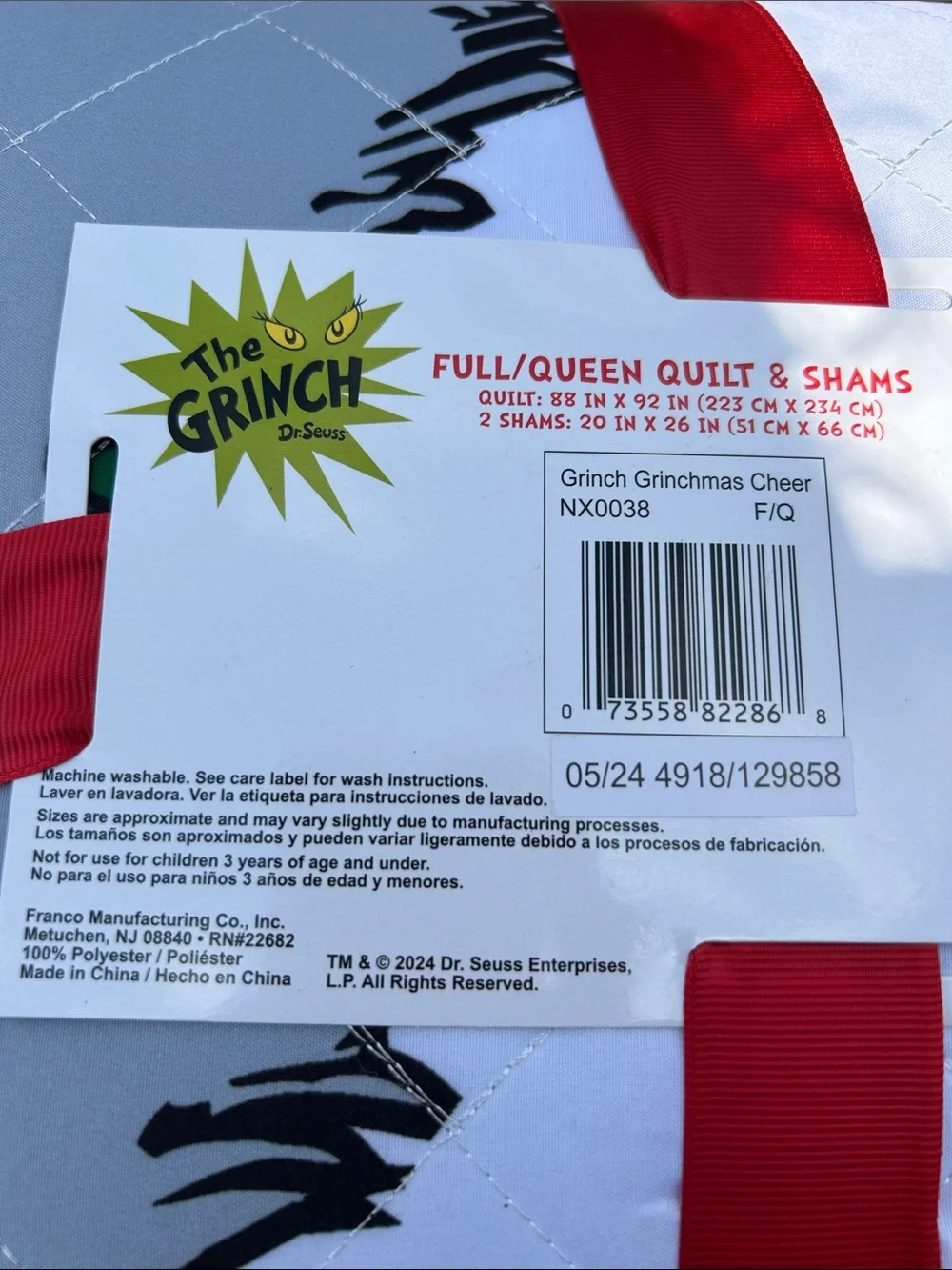 The Grinch Quilt & Shams Set